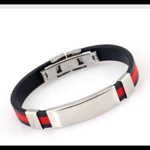 STAINLESS STEEL & TITANIUM BRACELET FOR MEN,RED AND BLACK